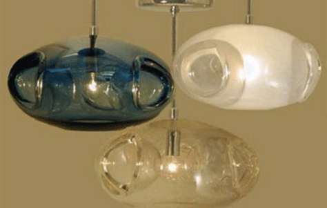blown-glass pendant lamp, aqua by jgooddesign