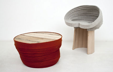 Furniture Made From Felt: Coiling by Raw Edges  
