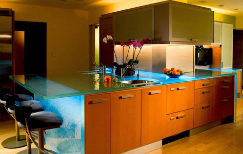 Magnificent Glass Island Think Glass Countertops
