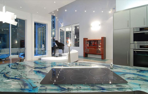 Ocean Inspiration by Think Glass Kitchen Countertops, Glass