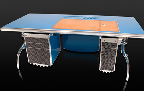 Bugatti-inspired Desk. Designed and manufactured by Luzzo Bespoke.