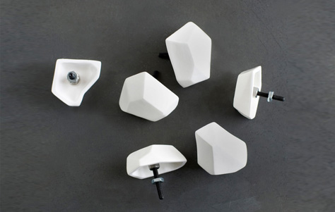Faceted Drawer Pulls. Designed and Manufactured by Pigeon Toe Ceramics.