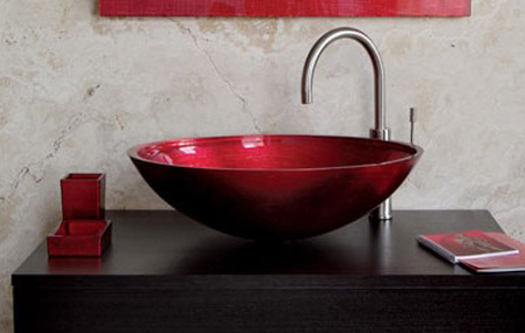 Captivating Crystal Color: Red Venetian Glass Vessel Sink by Boxart