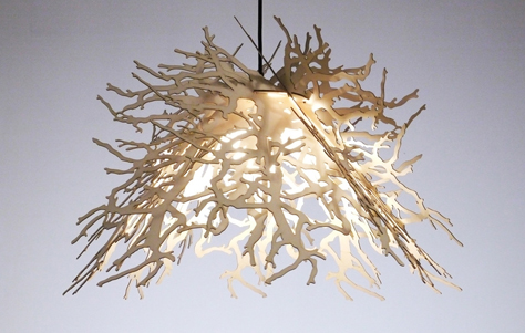 Abstraction Pendant Light - winter branches in red/white. Designed by Perhacs Studio.