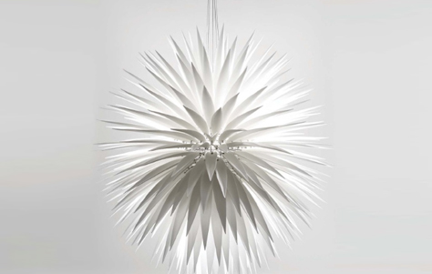 White Flax pendant lamp. Designed and manufactured by Jeremy Cole.