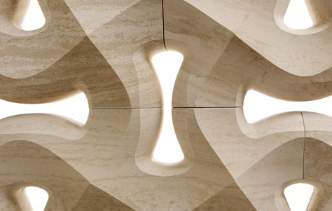 Onda Sculpted Stone from the Muri di Pietra Collection. Designed by Raffaello Galiotto. Manufactured by Lithos Design.