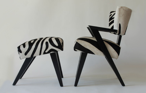 Zebra Chair and Ottoman. Designed by L&L Design.