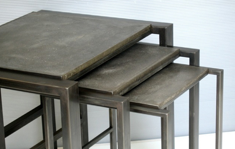 Concrete and Steel Tables. Designed by Joshua Howe in collaboration with culture + commerce project.
