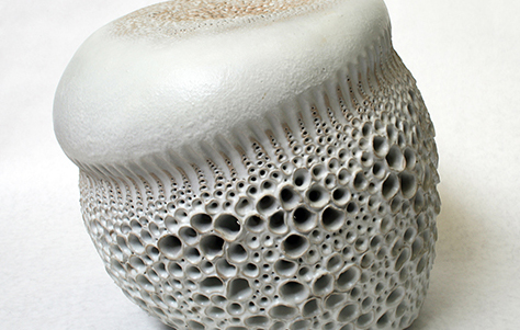 Black Fringed Porcelain Luminary by Andrew DeWitt