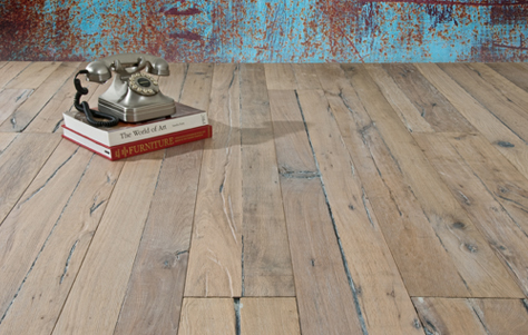 Antique-Style Wood Floor. Manufactured by DuCheateau Wood Floors.
