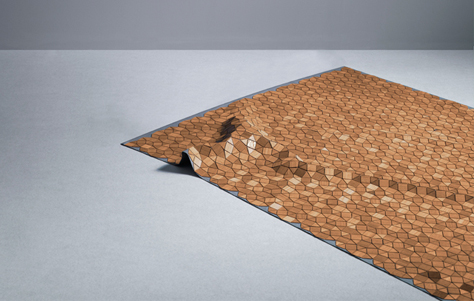 Colored Wooden Rug. Designed and Manufactured by Elisa Strozyk.