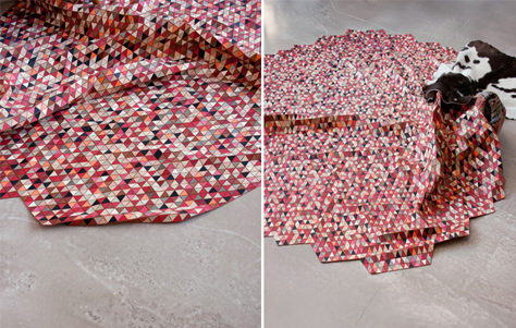 Colored Wooden Rug. Designed and Manufactured by Elisa Strozyk.