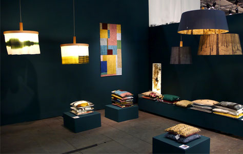 Oak Silk lamps in Sognsvann and Abstract Gold. Designed by Brunklaus Amsterdam.