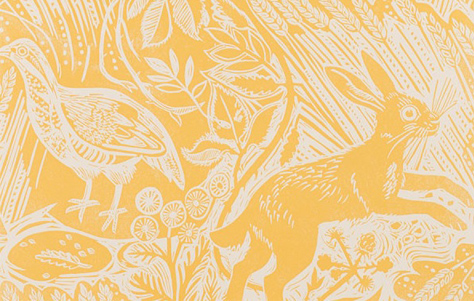 Harvest Hare wallpaper. Designed by Mark Herald. Manufactured by St. Jude’s.