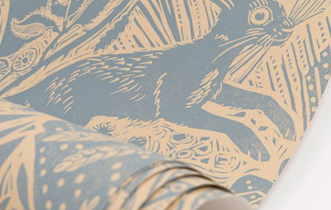 Harvest Hare wallpaper. Designed by Mark Herald. Manufactured by St. Jude’s.