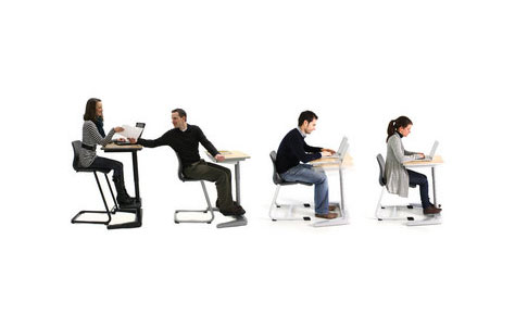Opti+ seating and desking system. Designed by Johan Heyvaerts. Manufactured by Vanerum Stelter.