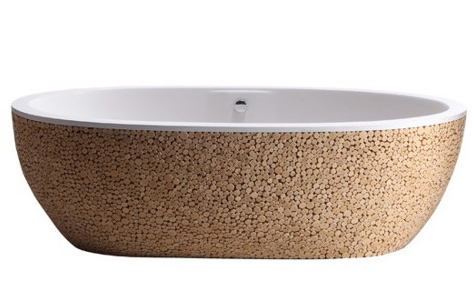 Baignoire Stone Pixel bathtub and Pikkani lamp. Manufactured by Bleu Nature.