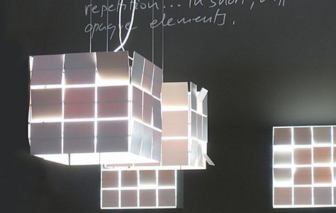 Cubrik Light from Santa and Cole graphic lamp, lighting design, plastic