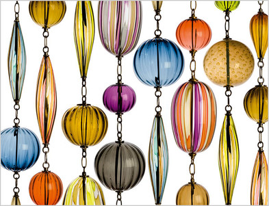glass pendant curtain, glass pendants, handblown glass, jewel box, Jewel Box handblown glass, privacy screen, room divider, space divider, Tracy Glover, Tracy Glover design, wall decoration
