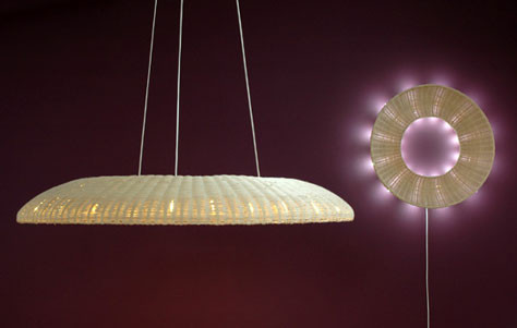 Wondrous Woven Lamps by Aura artisan lamp, Aura lamp, Béatrice Durandard, Béatrice Durandard design, ecological, environmental, French design, handcrafted lamp, LED lamp, local manufacture, Océane Delain, Océane Delain lamp, rattan lamp, woven lamp
