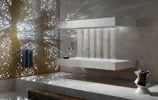 Sieger Design, Dornbracht, shower, horizontal shower, bathroom, fittings,
