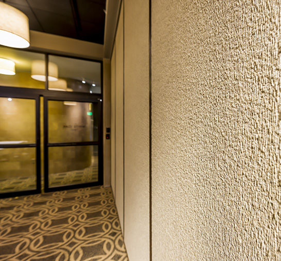 100% post-consumer Acoustical Harmony Hufcor operable partitions recycled plastic bottles sculpted carpet wallcovering sound absorbtion