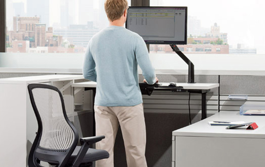 Sit or Stand: Universal Height-Adjustable Tables by Knoll