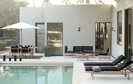 outdoor furniture, DWR, Norm architects, Danish design, 2014, Finn Collection, teak, steel, 