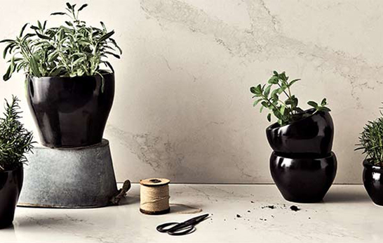 New Surfaces from Caesarstone: Calacatta Nuvo and Sleek Concrete