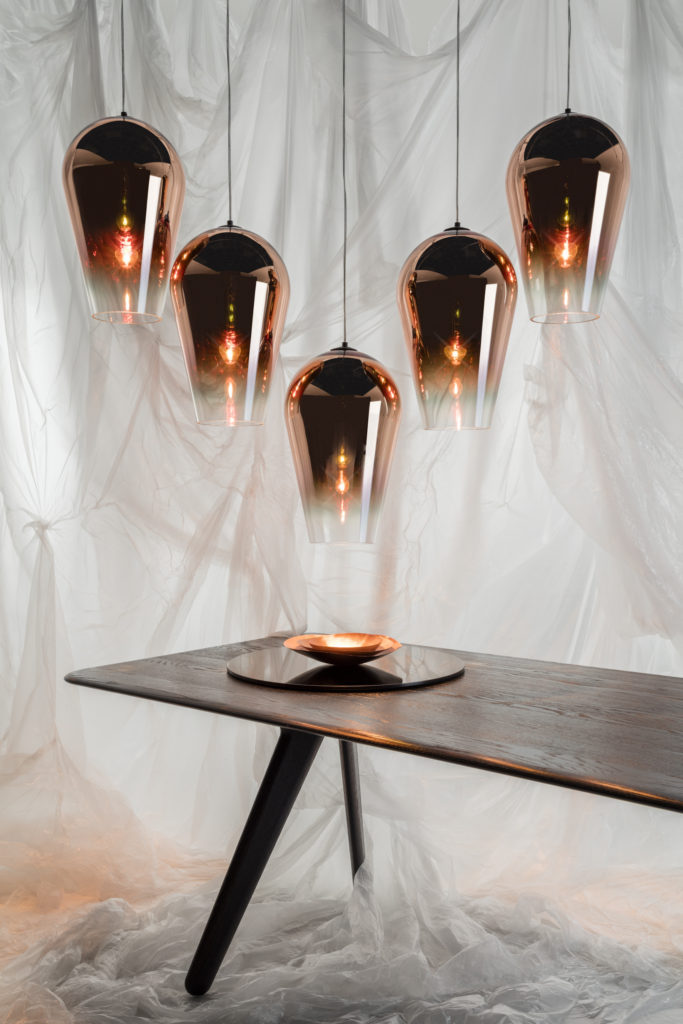Fade Pendant Copper with Slab Table