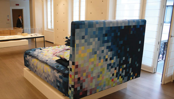 A Flowering of Pixels in Cristian Zuzunaga’s Limited-Edition Bed for Hästens