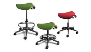 Saddle and Pony Saddle Green Stools by Humanscale