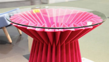 Folded Felt Table and Lamp by Li-Rong Liao