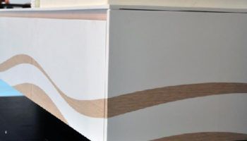 The Evolution of the Bath: Gaia Corian with Wood Veneer Inlay by Bazzeo