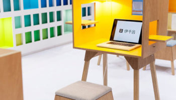 Colorful Koloro Plywood Desks by Ichiro Inc. and Torafu Architects