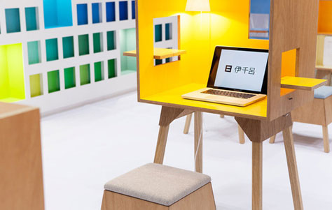 Colorful Koloro Plywood Desks by Ichiro Inc. and Torafu Architects