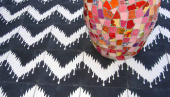 Classic Ikat Motifs in Villa Lagoon's Cement Tiles