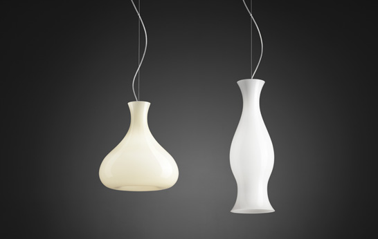 Eva Zeisel, Leucos USA, lighting, pendant lamp, table lamp, sconce lamp, murano glass, hand blown glass, Spring, Summer, New York