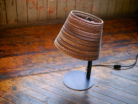 graypants, Tilt Scraplight lamps, Seattle, Made in the USA, lighting, table lamp, floor lamp, repurposed cardboard, recycled