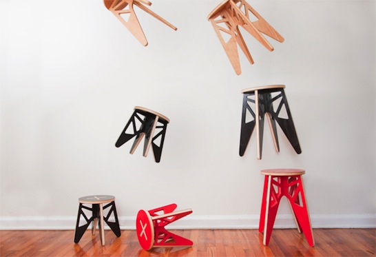 isaac krady, rocket, stool, green, flat-pack