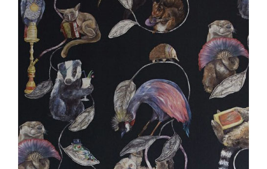 surfaces, textiles, wallpaper, Hackney Empire Luxury Wallpaper - Midnight, House of Hackney 