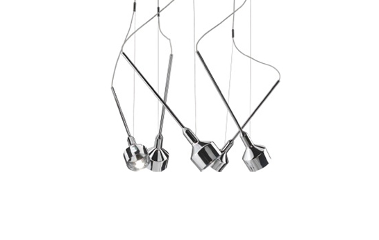 pendant, Leucos USA, lighting, Arik Levy, Beamer, suspension lamp, chrome-plated steel, polished steel,