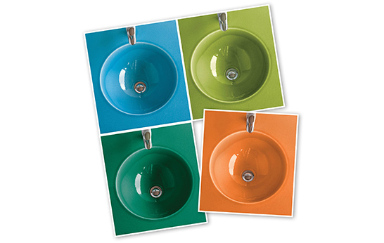 sinks ceramics, Pyrolave, color, countertop, France,