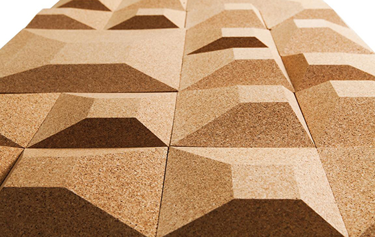 wall tiles, cork, Granorte, Collection_03, 3D tiles, Sustainable,