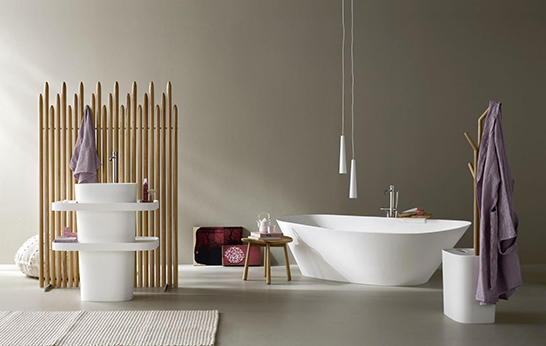 Rexa, Fonte, Japanese-inspired, italian design, bathroom, Monica Graffeo, bathroom fittings, bathroom furniture, bath, washbasin, stool, storage, mirrors,