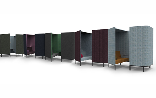 BuzziHive, BuzziSpace, meeting room, breakout area, open plan office, furniture, seating, sofa, upholstered, acoustical felt, soundproof chair,