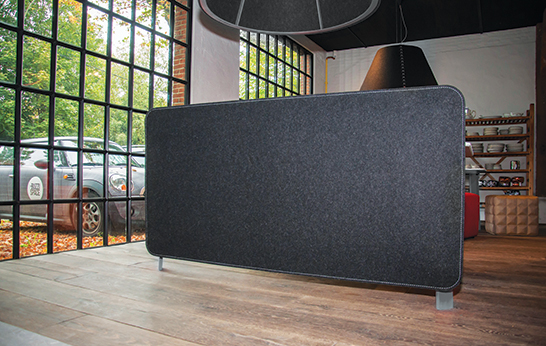 Felt, recycled, BuzziFrontDesk, BuzziSpace, panel system, desk divider, acoustical panel, open plan office, office, desk attachment,