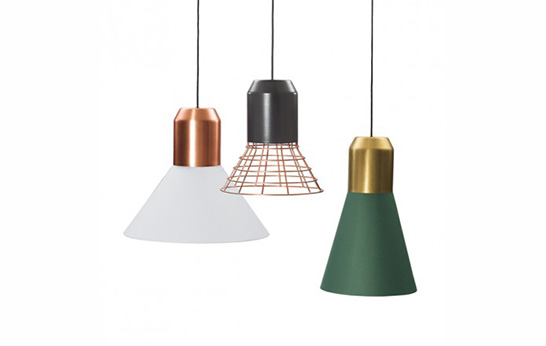 lamps, lighting, Sebastian Herkner, Classicon, modular, copper, brass, textile shades, Bell lamps,