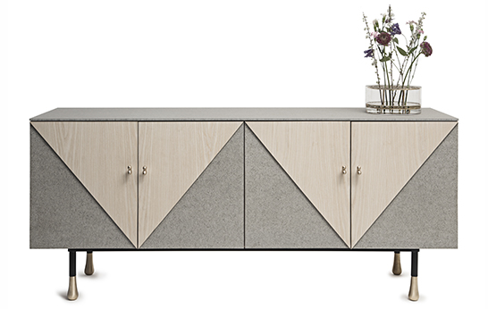 Kalk, Ania Pauser, Klong, cabinet, casegoods, low cabinet, sideboard, Swedish design, Stockholm Furniture and Light Fair, brass, Cembrit, ash,