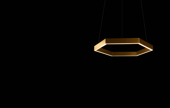 Design Shanghai 2014 ,Resident Studio, New Zealand, luxury, lighting, geometric, LED, Hex 750 Brass pendant,